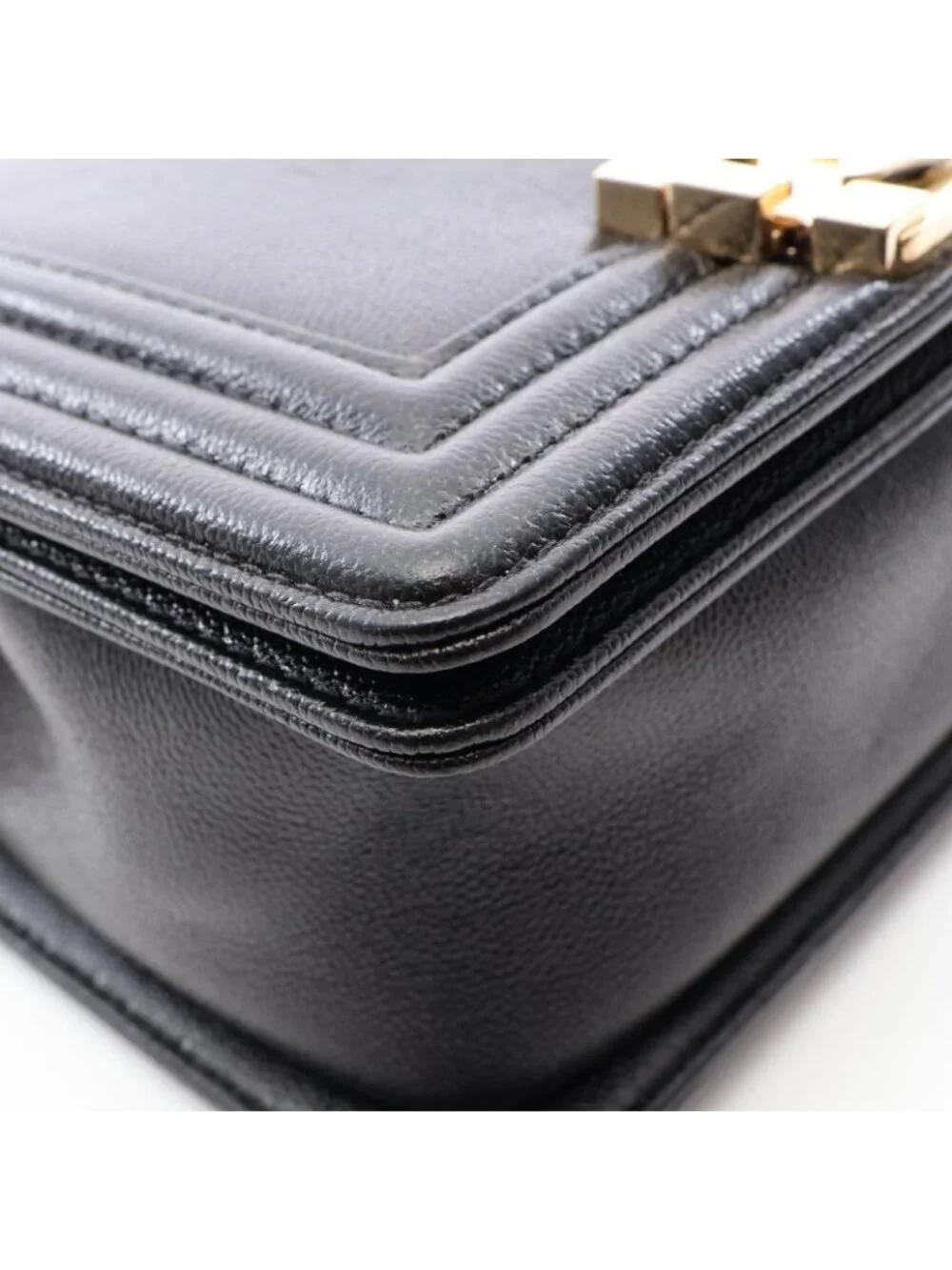 Chanel Shoulder Bag Boy Black Leather Boy Chain